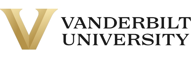 Logo of vanderbilt university featuring a prominent gold letter 'v' followed by the university's name in black serif font.