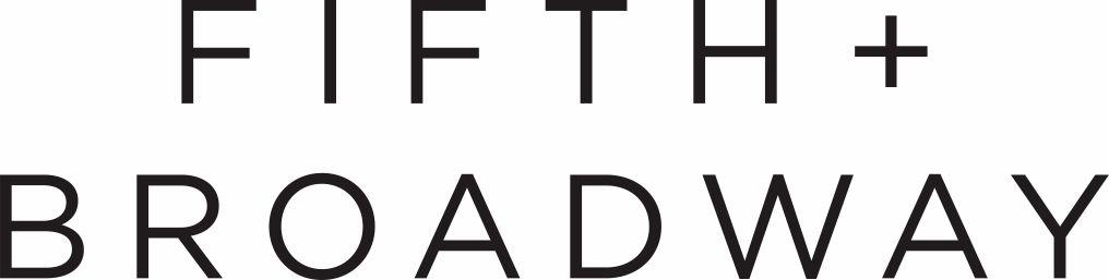 Logo of 'fifth + broadway,' stylized in bold, black font on a white background, representing a modern and sleek brand identity.