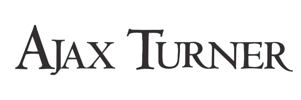 Elegant typographic design for the name "ajax turner" in a serif font.