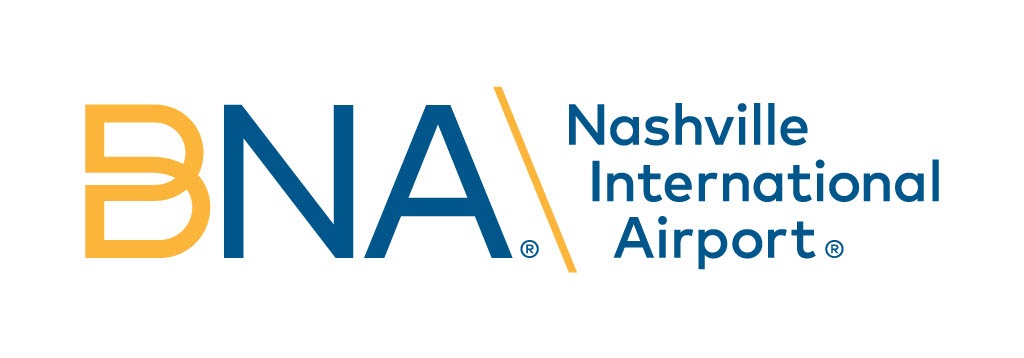 Logo of nashville international airport with stylized letters "bna" representing the airport code.