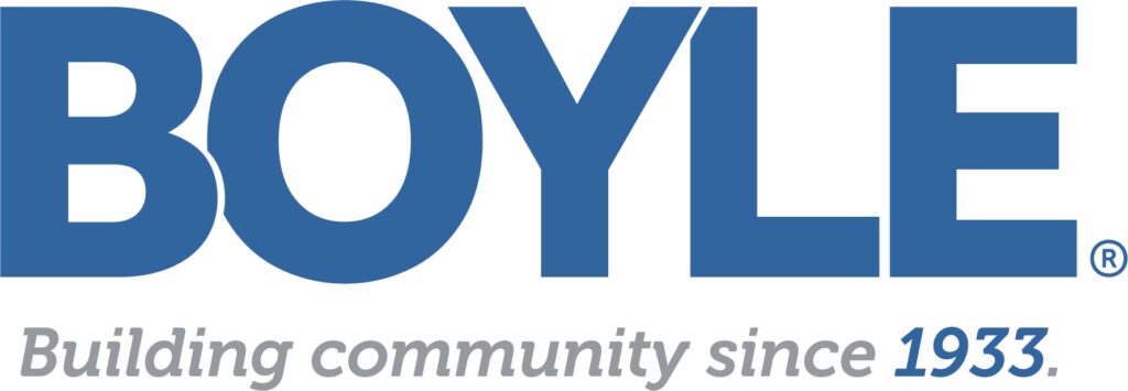 Boyle logo with the tagline 'building community since 1933.'.
