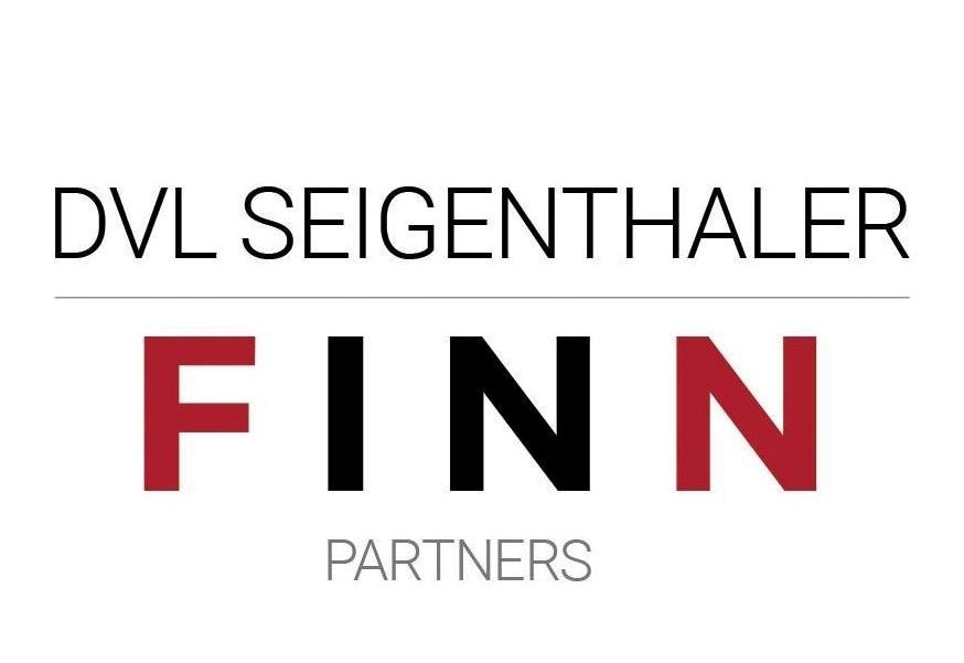Logo of dvl seigenthaler - a finn partners company, showcasing the brand name in black and red with a focus on 'finn' in large, bold letters.
