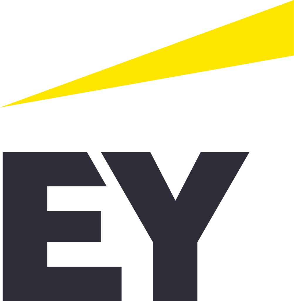 The image shows the logo of ey, formerly known as ernst & young, which is a multinational professional services network. the logo consists of the initials "ey" in bold, block letters, with a long yellow beam slanting across the upper right corner.