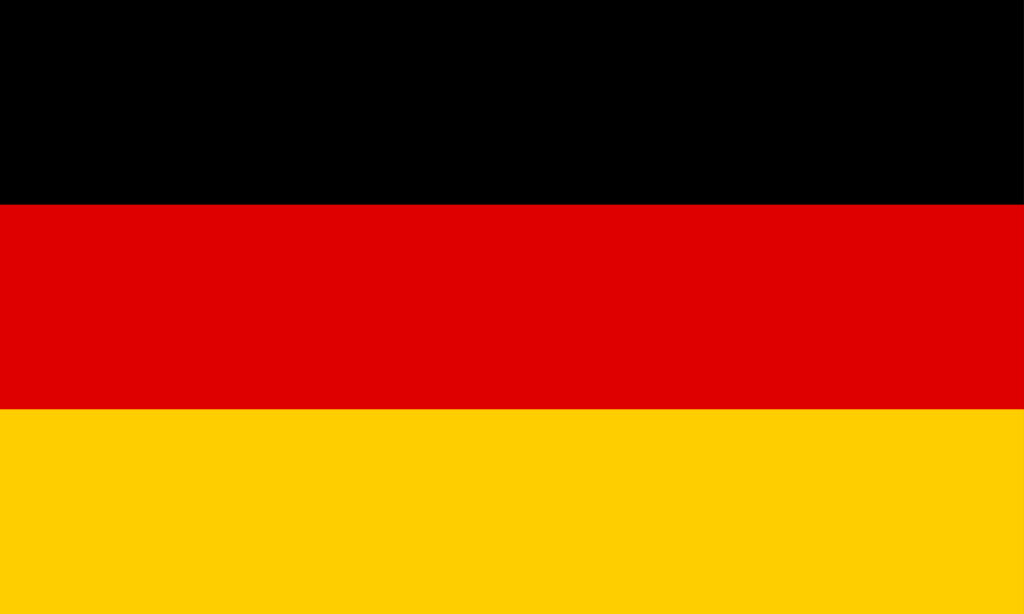 The image displays the flag of germany, which is a tricolor consisting of three equal horizontal bands of black, red, and gold from top to bottom.
