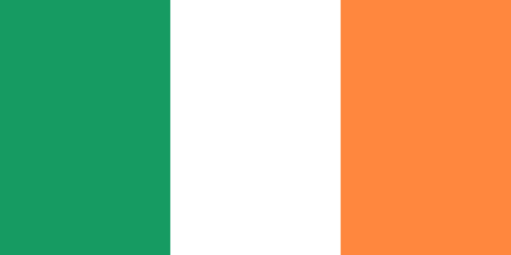 A representation of the irish flag, featuring three vertical bands of green, white, and orange.