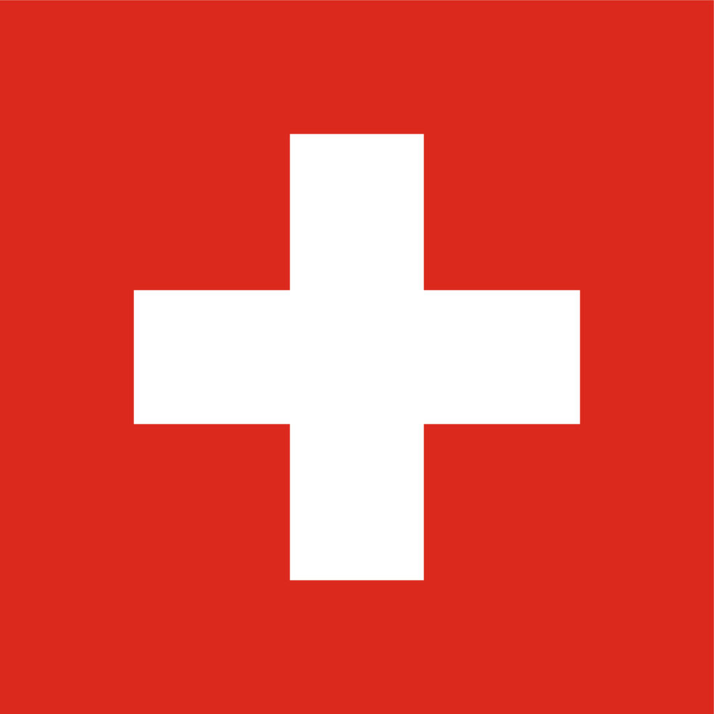 The image features a white cross centered on a red background, representing the national flag of switzerland.