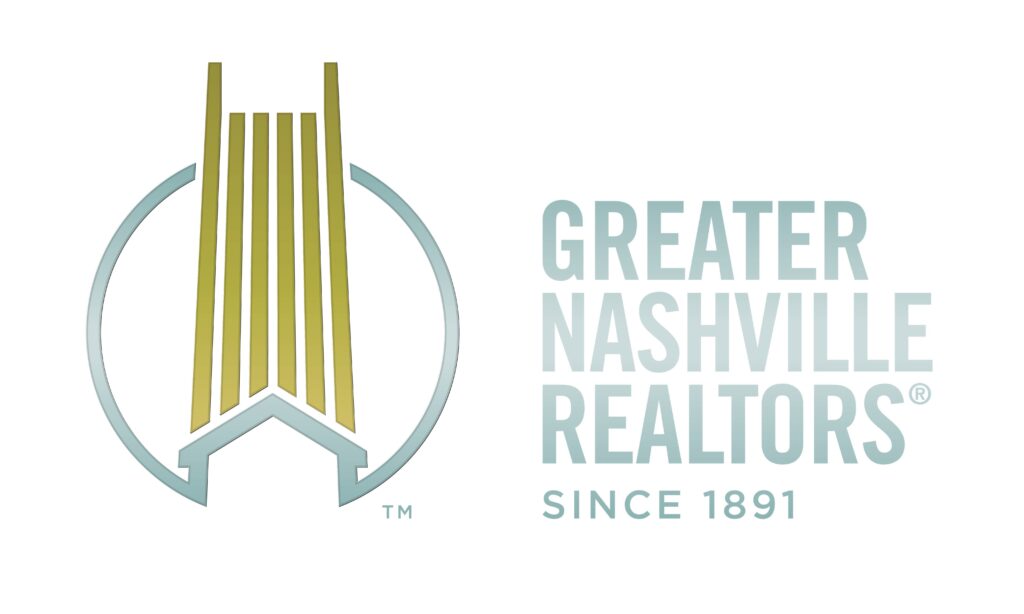 Logo depicting a stylized representation of a building or structures within a circular motif, accompanied by the text "greater nashville realtors® since 1891.