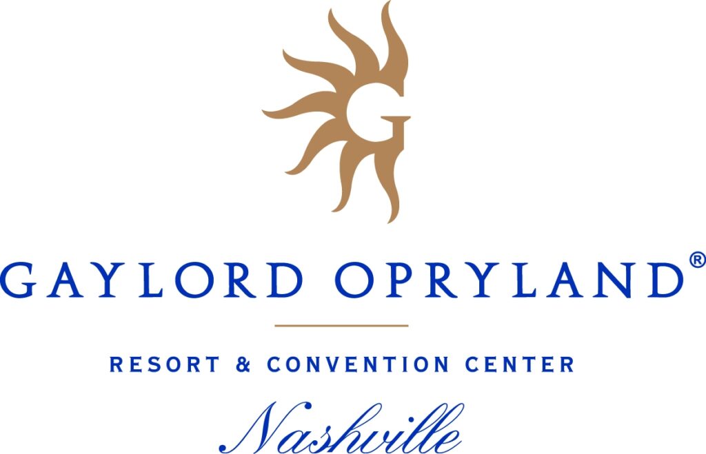 The image shows the logo of gaylord opryland resort & convention center, featuring a stylized graphic that may represent sun and nature elements with the letter "g" at the center, accompanied by the text "nashville" below the main logo, indicating the location of the resort in nashville, tennessee.