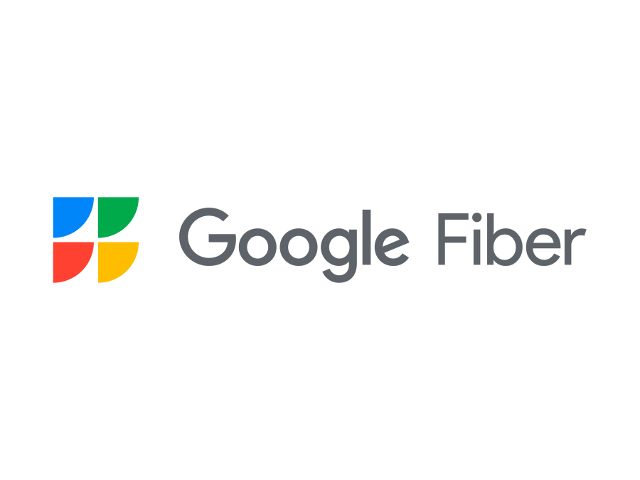 The image displays the logo of google fiber, featuring a multicolored geometric design next to the words "google fiber" in a modern, sans-serif font.