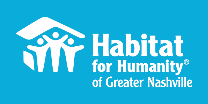 Logo of habitat for humanity of greater nashville featuring the organization's iconic symbol of a house with figures below, showcasing their commitment to building homes and communities in the nashville area.