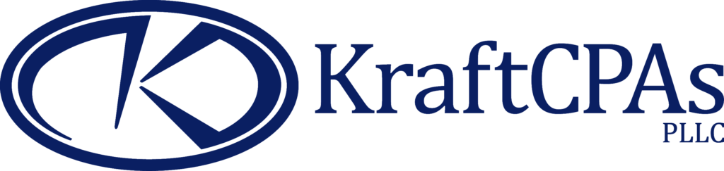 The image appears to be a logo or branding element that features a stylized letter 'k' inside a circle, followed by the text "kraftcpas" in a bold, modern font. the overall color scheme is a monochromatic blue on a dark background.