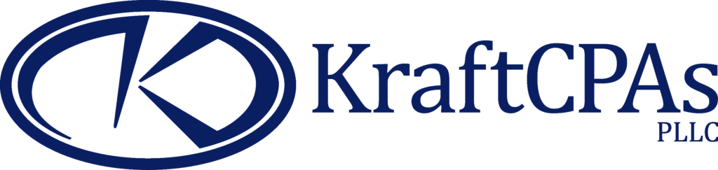 The image appears to be a logo or branding element that features a stylized letter 'k' inside a circle, followed by the text "kraftcpas" in a bold, modern font. the overall color scheme is a monochromatic blue on a dark background.