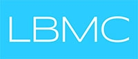 The image showcases the acronym "lbmc" in white capital letters centered on a bright blue background.