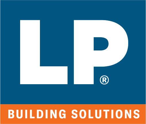 The image displays a logo featuring the letters "lp" in large, white font on a dark blue background, with the words "building solutions" in white text on an orange strip below. this is presumably the branding for a company that offers construction or architectural products and services.