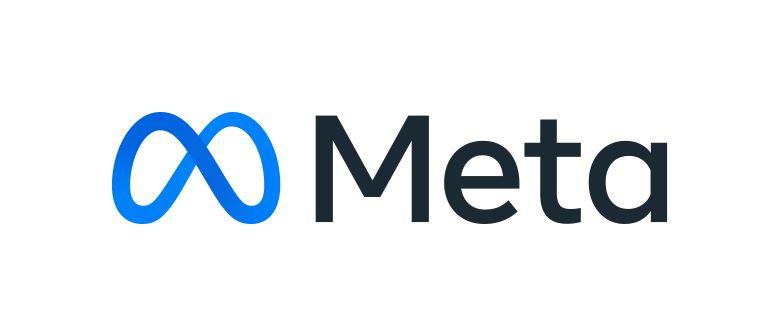 Logo of meta featuring an infinity symbol-like design in blue above the word "meta" in black text.