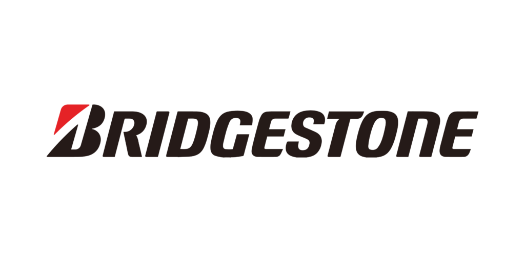 The image displays the logo of bridgestone, a multinational auto and truck parts manufacturer known for its tires, featuring stylized bold text and a red swoosh above the letter 'b'.