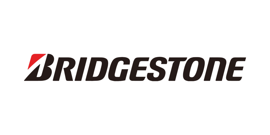 The image displays the logo of bridgestone, a multinational auto and truck parts manufacturer known for its tires, featuring stylized bold text and a red swoosh above the letter 'b'.