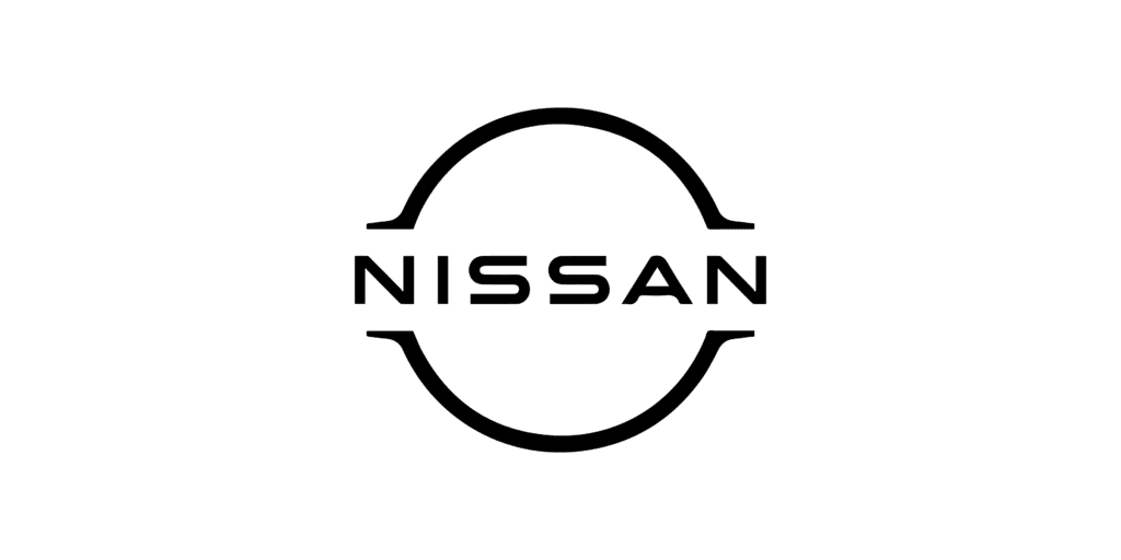 Nissan logo in black on a white background.