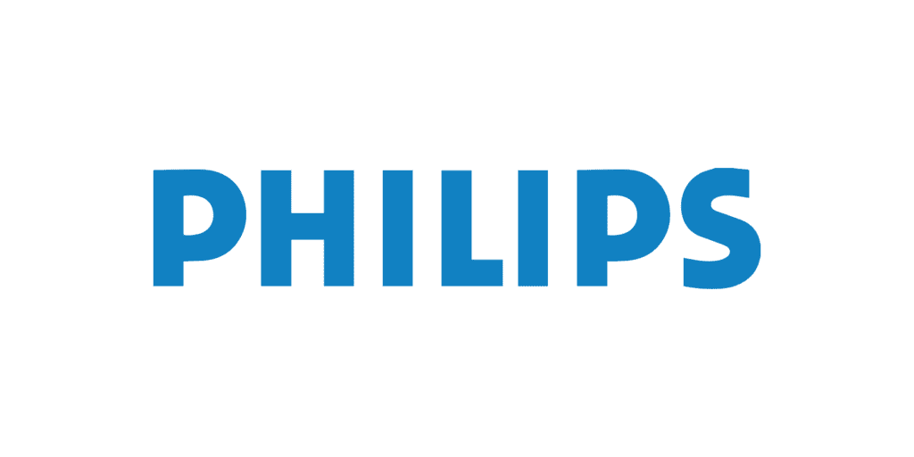 The image displays the logo of philips, a dutch multinational conglomerate corporation known for its range of electronics and healthcare products. the logo features the company name in bold blue letters.