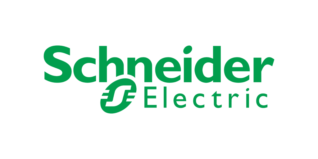 The image displays the logo of schneider electric, which consists of the company's name in bold green lettering, along with a stylized graphic that represents a combination of the letter 's' and an electrical circuit, symbolizing the company's focus on electrical solutions.