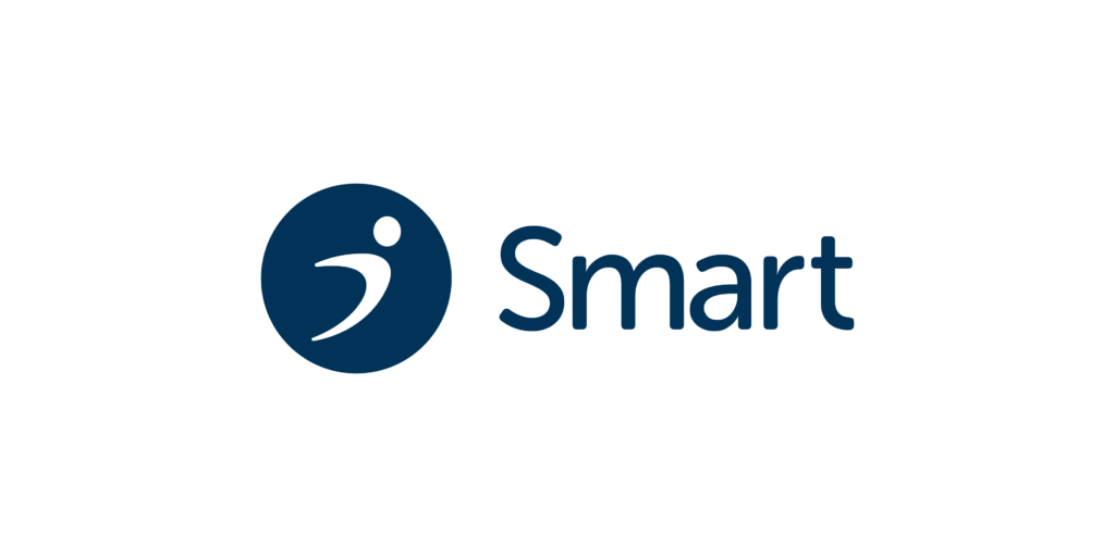 A logo with a stylized human figure within a circle to the left of the word "smart" written in a modern, clean font.