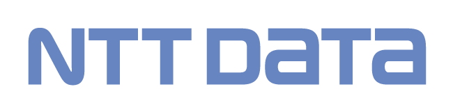 The image displays the logo of ntt data, which consists of the company's name in bold, blue lettering with a distinctive typeface.