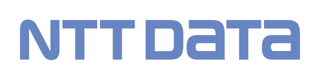 The image displays the logo of ntt data, which consists of the company's name in bold, blue lettering with a distinctive typeface.