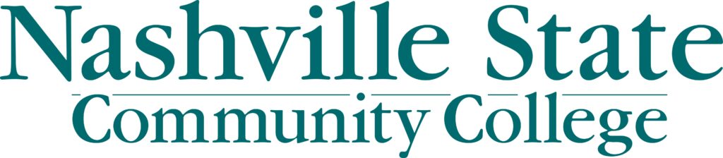 Logo of nashville state community college featuring stylized text in teal green.