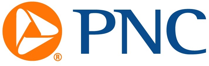 The image displays the logo of pnc financial services, featuring a stylized orange and blue design next to the letters "pnc" in blue, with a registered trademark symbol.