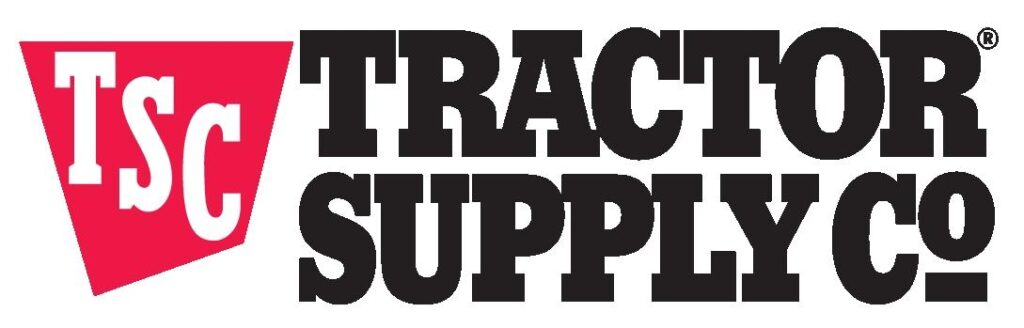 Logo of tractor supply co., featuring a red and white color scheme with the letters 'tsc' in white on a red diamond, followed by the words 'tractor supply co.' in bold black lettering against a white background.
