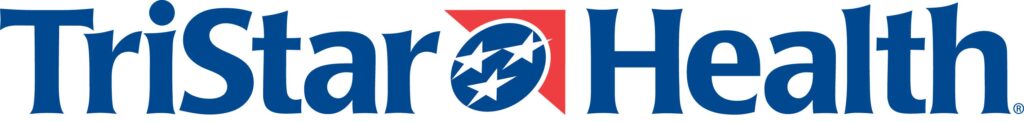 The image shows the logo of tristar health, a healthcare network. the logo features the words "tristar health" in a bold blue font with a red and blue star design integrated into the letter "a" of "star," suggesting a focus on american health services.