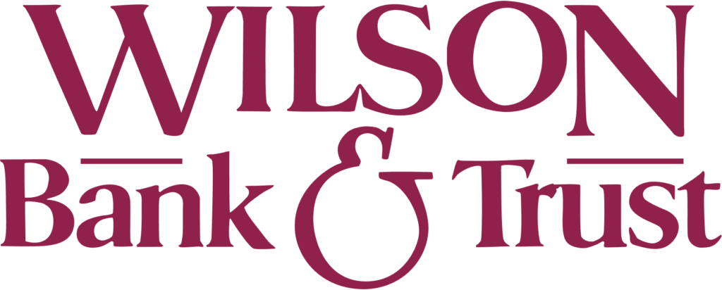 Logo of wilson bank & trust featuring the company's name in bold maroon letters with an ampersand.