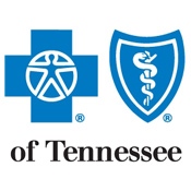 Blue cross blue shield of tennessee logos consisting of a blue cross emblem on the left and a blue shield with a medical serpent symbol on the right, with the text "of tennessee" below them.