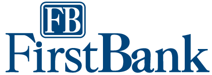 The logo of firstbank, featuring a bold 'fb' monogram inside a square next to the full name 'firstbank' in stylized blue font.
