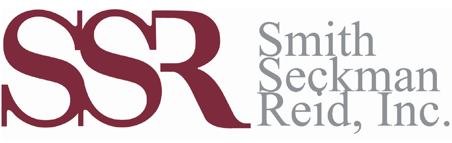 The image displays a company logo with large initials "ssr" on the left, followed by the full name "smith seckman reid, inc." in a smaller font beside it.