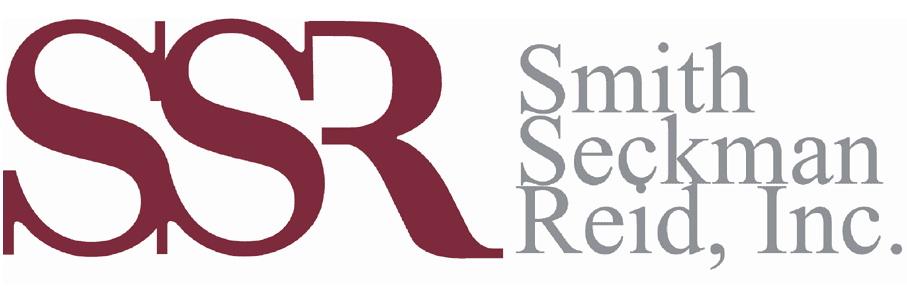 The image displays a company logo with large initials "ssr" on the left, followed by the full name "smith seckman reid, inc." in a smaller font beside it.