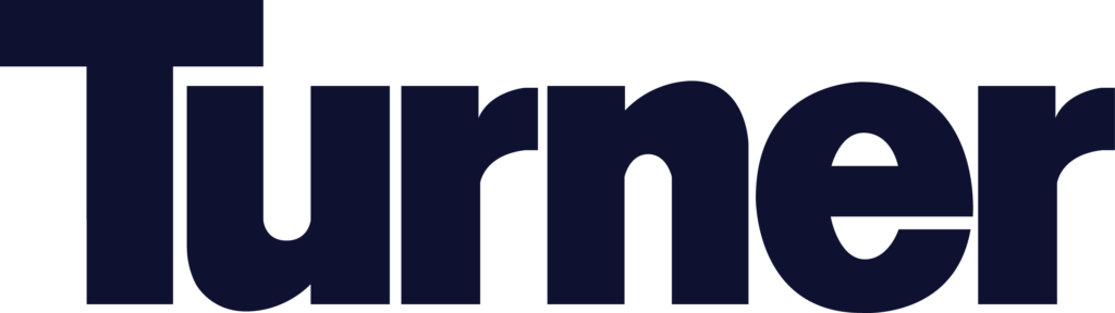 The image shows the word "turner" written in a bold sans-serif font, predominantly in a dark color, likely representing a logo or branding for an entity named turner.