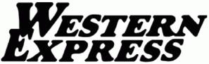 Western express - bold and dynamic text logo evoking a sense of swift and reliable service with a touch of classic western flair.