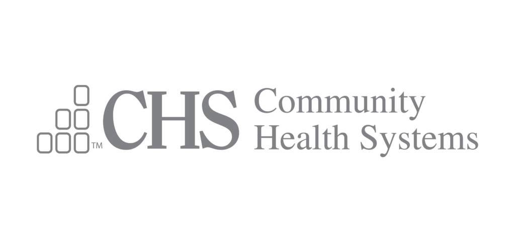 Logo of community health systems (chs) featuring a stylized design with building blocks on the left followed by "chs" in bold letters and the words "community health systems" underneath.