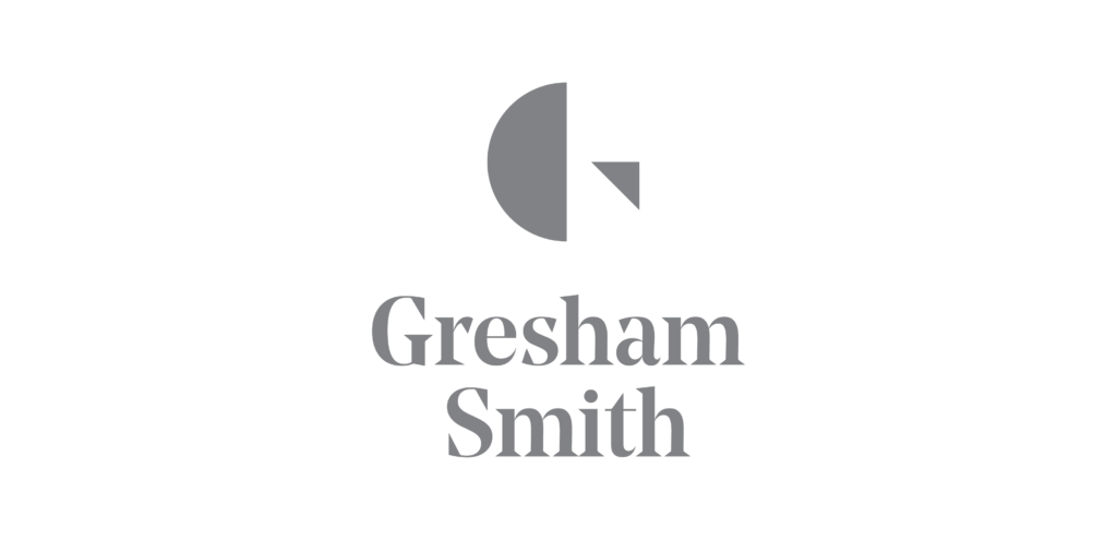 Logo of gresham smith on a plain background.