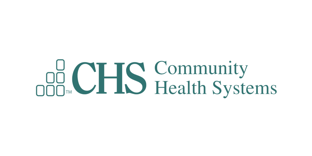 Chs community health systems corporate logo with a graphical element representing connectivity or network.