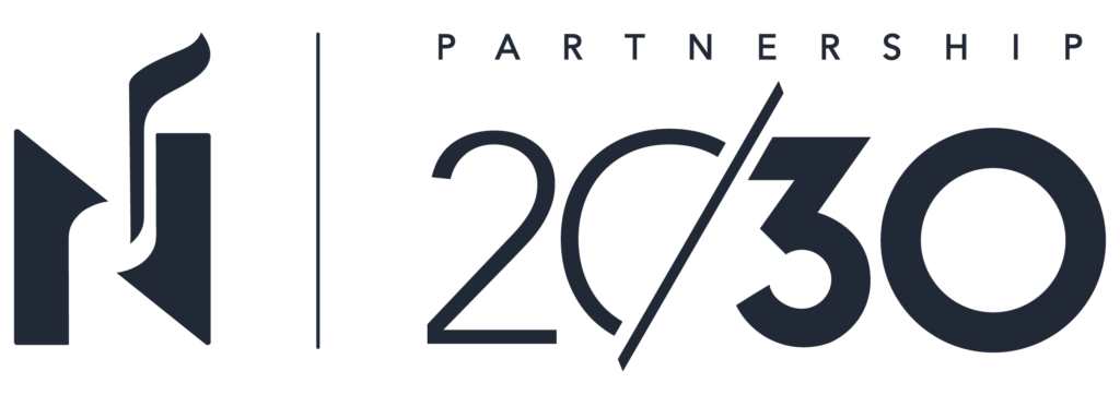 The image displays a stylized logo with the words "partnership 2030" featuring prominent numeric characters "2030" and an abstract design to the left that could represent some form of collaboration or unity.