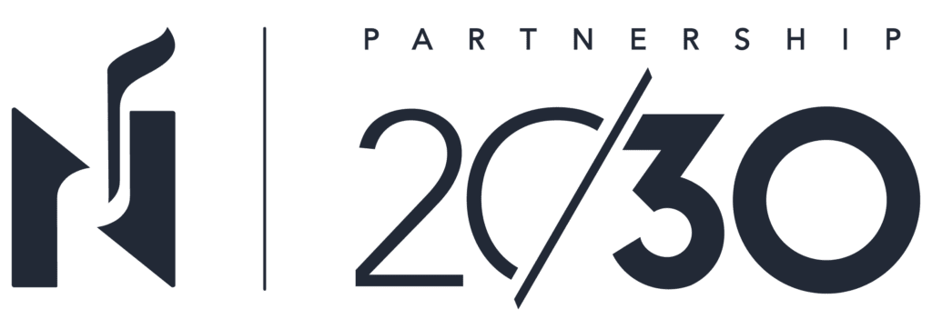 The image displays a stylized logo with the words "partnership 2030" featuring prominent numeric characters "2030" and an abstract design to the left that could represent some form of collaboration or unity.