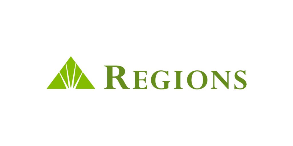 Regions financial corporation logo with a green triangular design.
