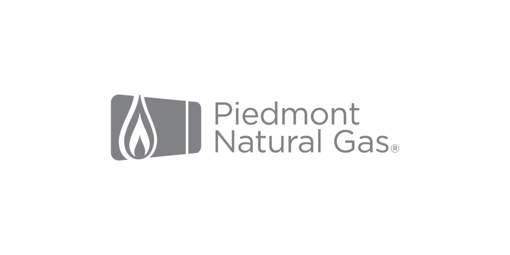 The image displays the logo of piedmont natural gas, which consists of a graphical representation of a flame next to the company name, suggesting their business is related to natural gas services.