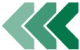 The image displays a set of three green, double-chevron symbols pointing to the left. the chevrons are styled in a flat design with a modern appearance.